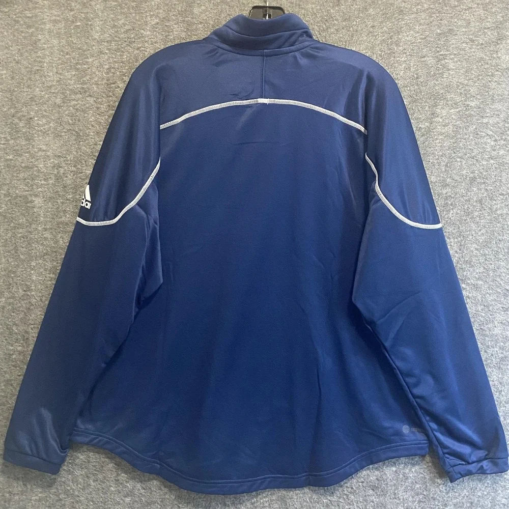 NWT Adidas Pullover Men 2XL Navy Stadium Aeroready 1/4 Snap Long Sleeve Athletic